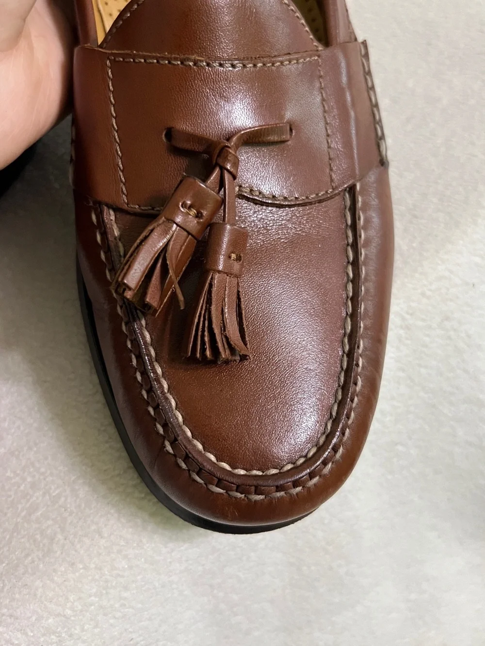 Cole Haan Men’s Tassel Loafers Cognac Leather Size 10 D Classic Dress Shoes
